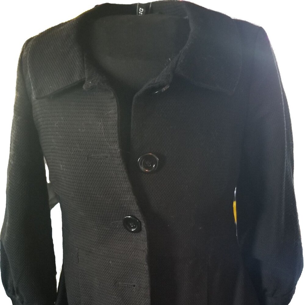 H&M Divided Black Swing Coat Woven Peacoat Small